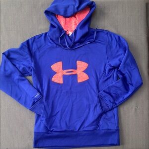 Under Armour Royal Blue Hoodie with Coral Logo-Sz SM/P
